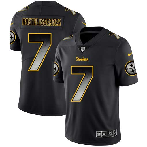 Men's Pittsburgh Steelers #7 Ben Roethlisberger Black 2019 Smoke Fashion Limited Stitched NFL Jersey